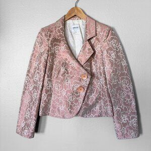 Armani Collezioni Floral Print Brocade Cropped Blazer Size 4 Vintage 90s